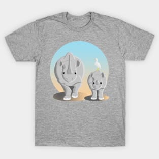 Rhinoceros mother and calf T-Shirt